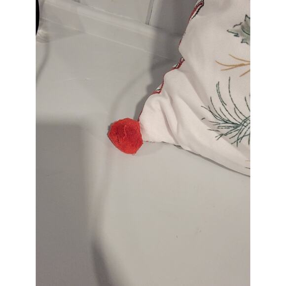 Cardinal Red Bird Decorative Throw Pillow With Pom Poms Water Color Style - Picture 3 of 5